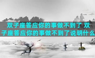双子座答应你的事做不到了 双子座答应你的事做不到了说明什么
